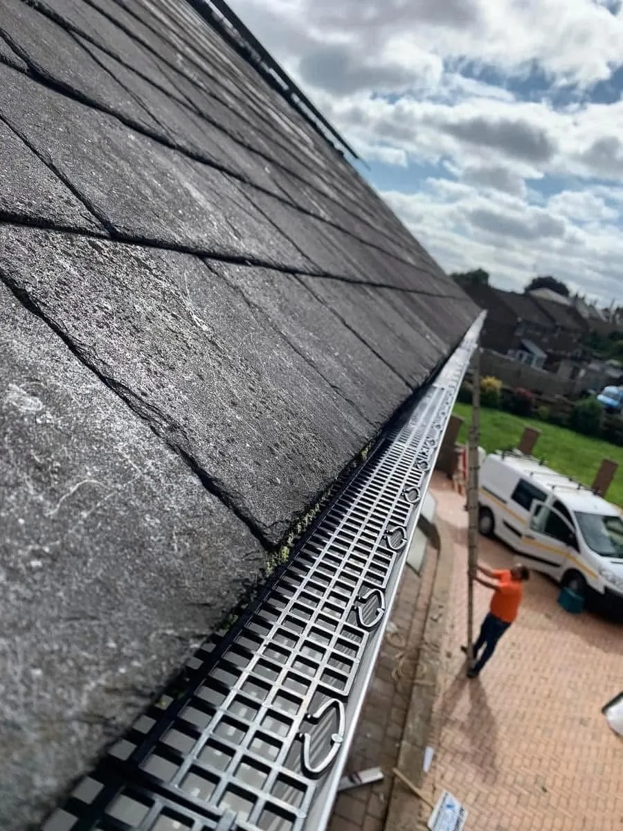 Gutter guard fitted on a slate roof in Budleigh Salterton